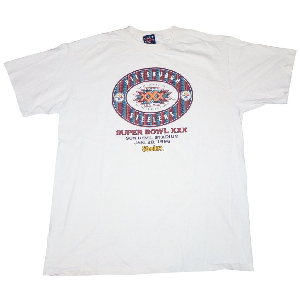 Vintage 1996 Pittsburgh Steelers Super Bowl XXX Galt Sand T-Shirt Large Made USA